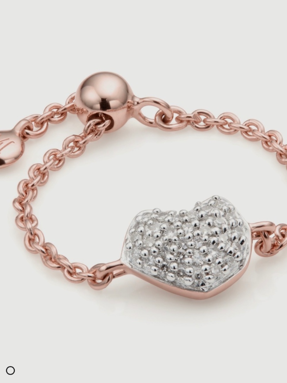 Monica Vinader Nura Mini Heart Adjustable Friendship Ring | 18k Rose Gold Vermei
